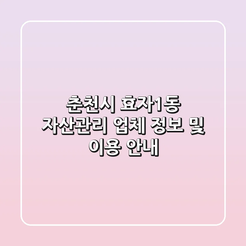 춘천시 효자1동 자산관리 업체 정보 및 이용 안내