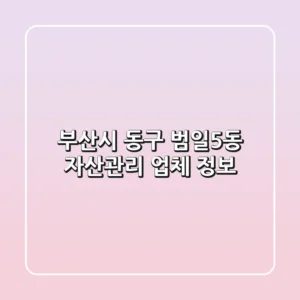 부산시 동구 범일5동 자산관리 업체 정보