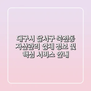 대구시 달서구 죽전동 자산관리 업체 정보 및 핵심 서비스 안내