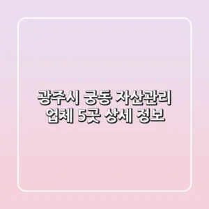 광주시 궁동 자산관리 업체 5곳 상세 정보