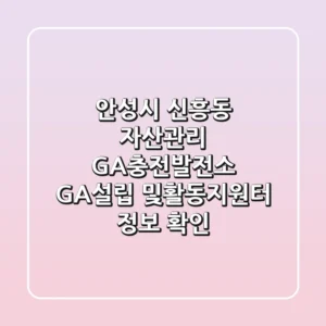 안성시 신흥동 자산관리: GA충전발전소 GA설립 및활동지원터 정보 확인