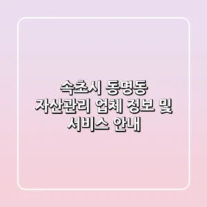 속초시 동명동 자산관리 업체 정보 및 서비스 안내
