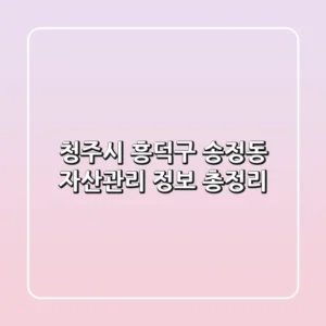 청주시 흥덕구 송정동 자산관리: 정보 총정리