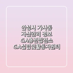안성시 가사동 자산관리 정보 - GA충전발전소 GA설립및활동지원터