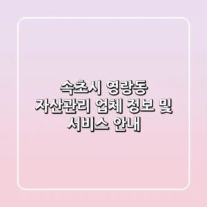 속초시 영랑동 자산관리: 업체 정보 및 서비스 안내