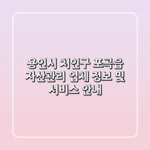 용인시 처인구 포곡읍 자산관리 업체 정보 및 서비스 안내