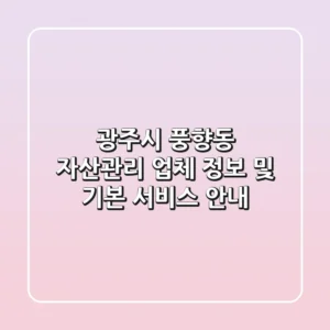 광주시 풍향동 자산관리: 업체 정보 및 기본 서비스 안내
