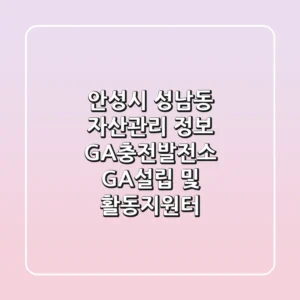 안성시 성남동 자산관리 정보 - GA충전발전소 GA설립 및 활동지원터