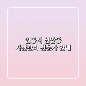 안동시 신안동 자산관리 전문가 안내