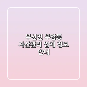 부산진 부암동 자산관리 업체 정보 안내
