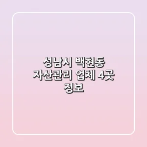 성남시 백현동 자산관리 업체 4곳 정보